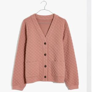 Madewell (Re)sourced Quilted Crop Cardigan Sweatshirt Faded Mauve Size L